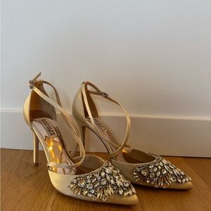 Badley Mischka Satin Nude Heels